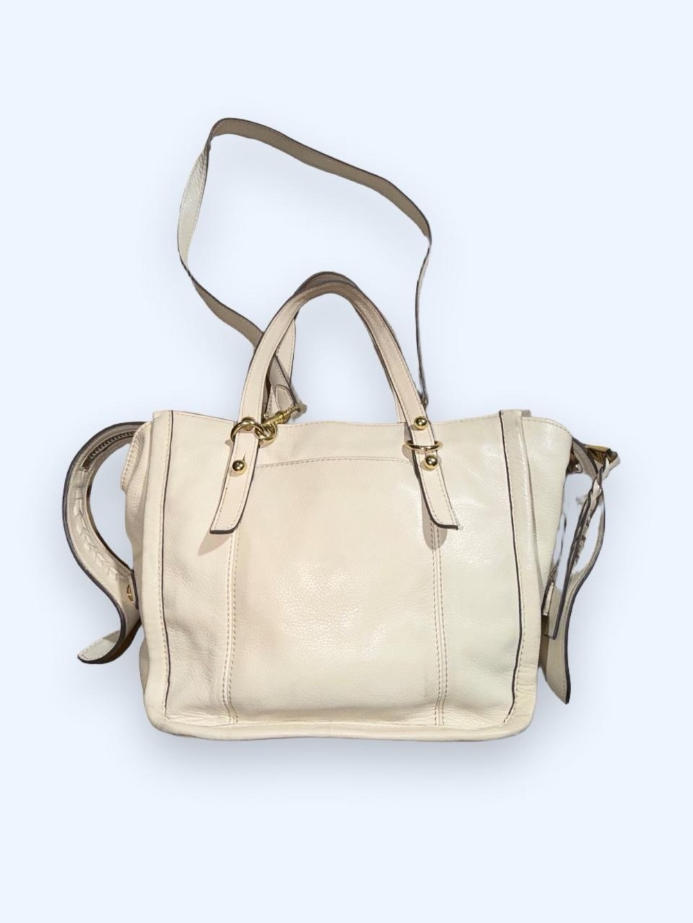 Aimee Kestenberg Casablanca Cream Leather Satchel with Shoulder Strap